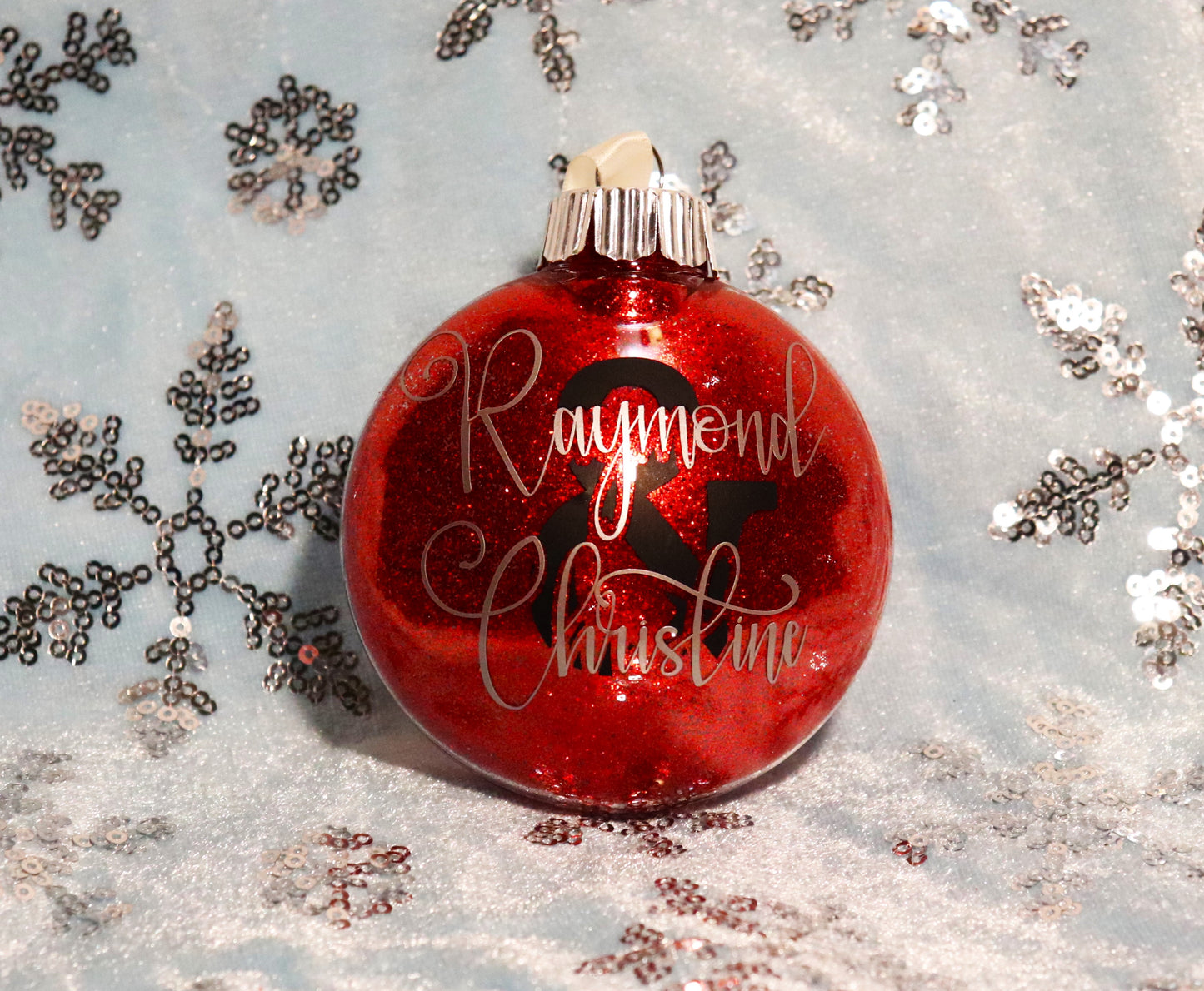 Couples Glitter Double-Sided Disk Ornament
