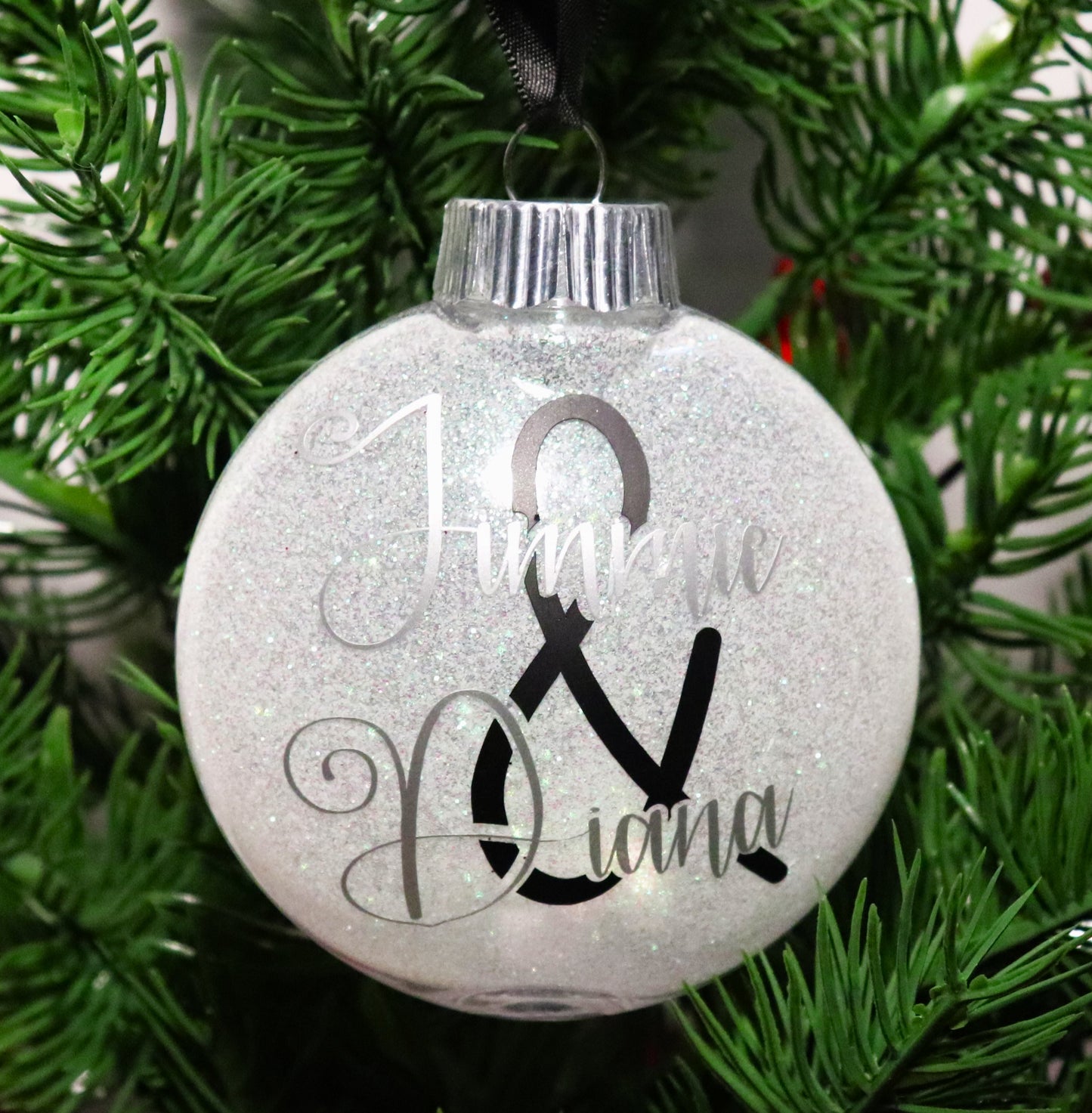 Couples Glitter Double-Sided Disk Ornament